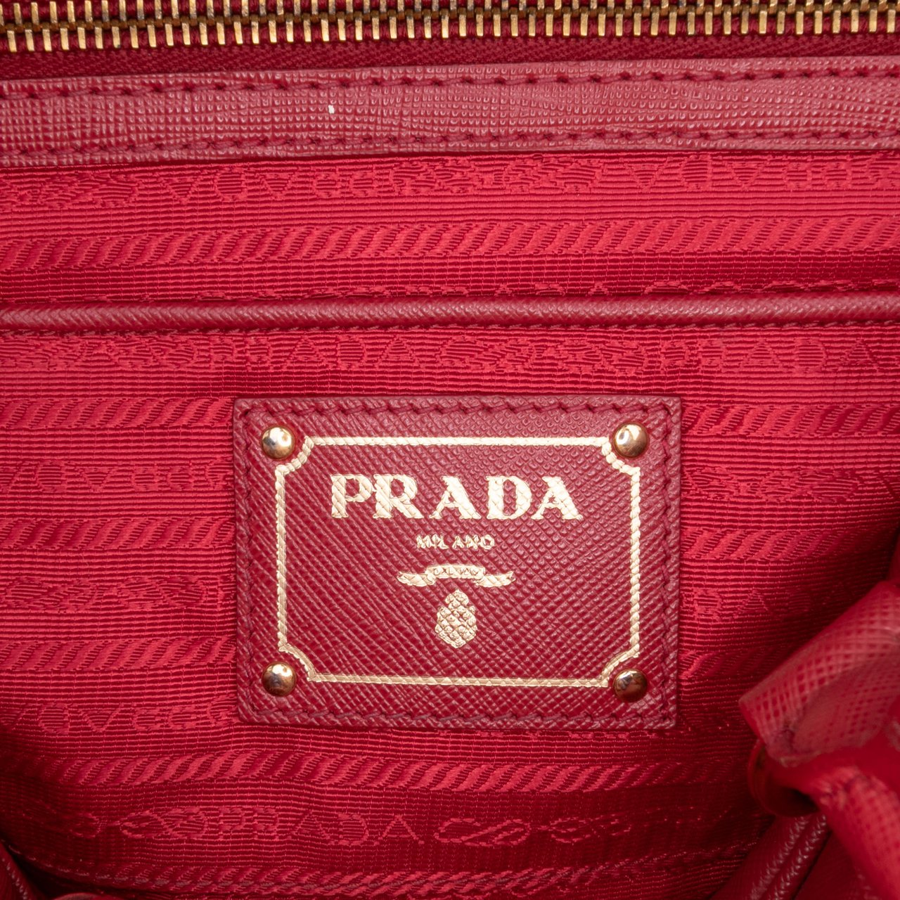 Prada Saffiano Lux Convertible Bowler Bag Rood