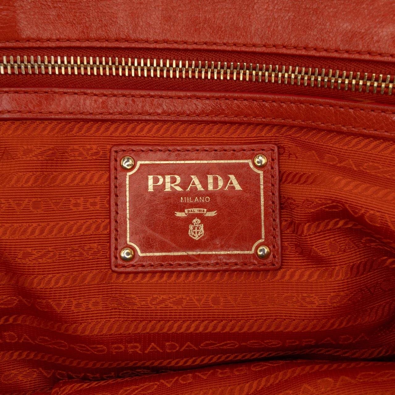 Prada Vitello Shine Bauletto Satchel Oranje