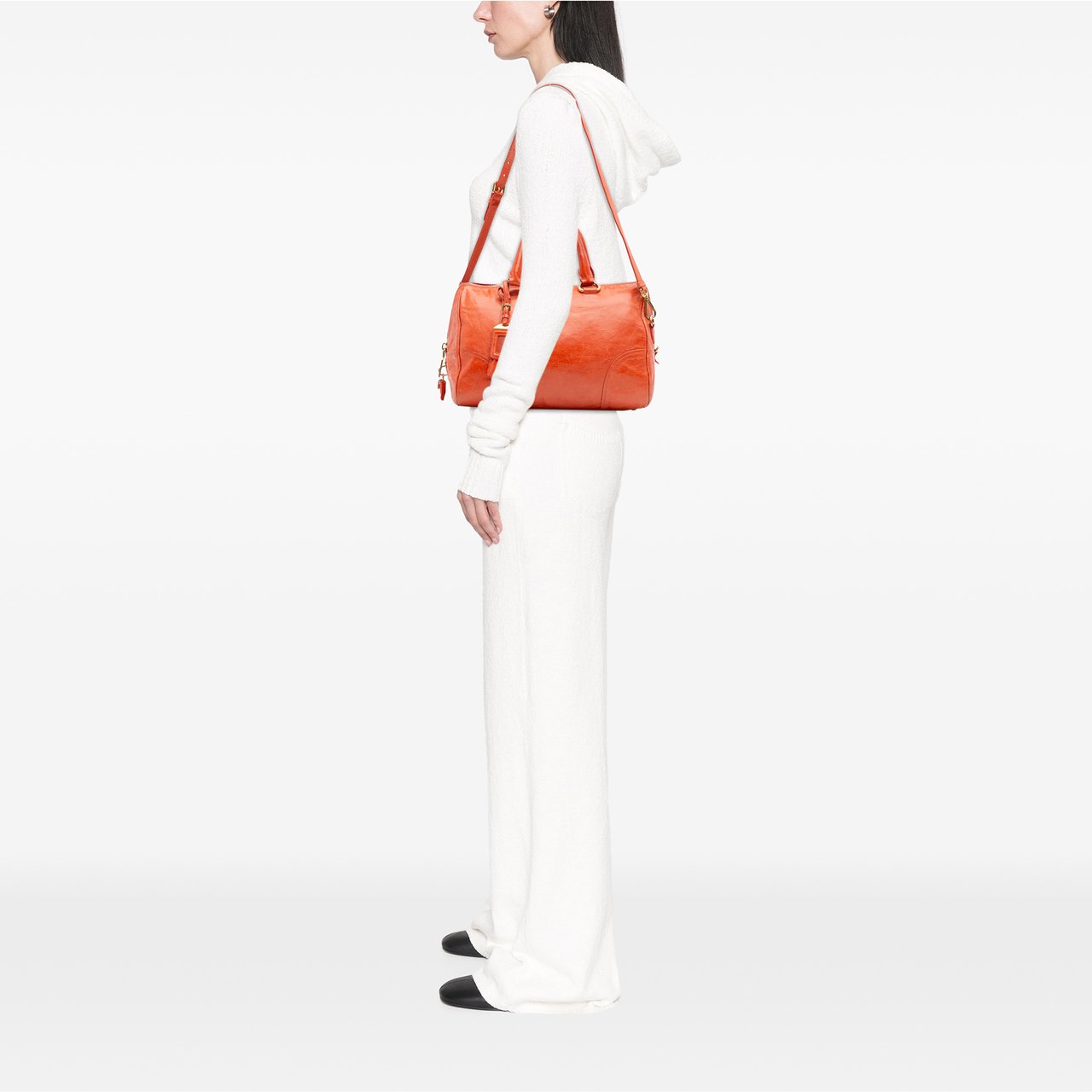 Prada Vitello Shine Bauletto Satchel Oranje