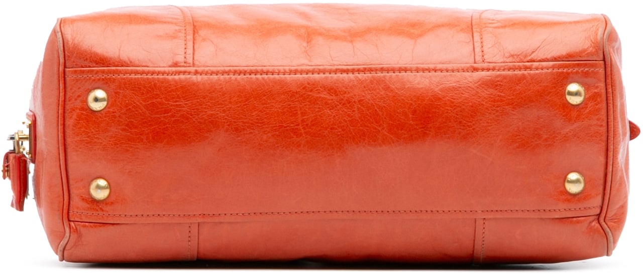 Prada Vitello Shine Bauletto Satchel Oranje