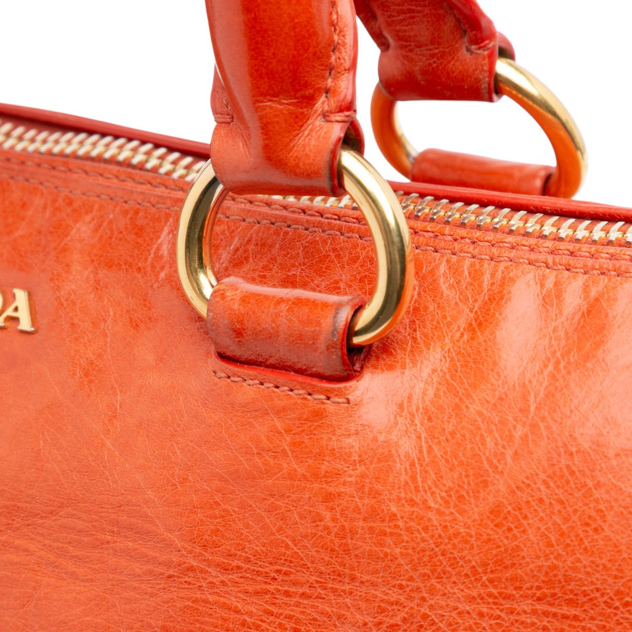 Prada Vitello Shine Bauletto Satchel Oranje
