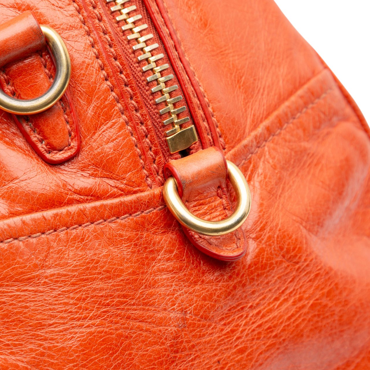 Prada Vitello Shine Bauletto Satchel Oranje