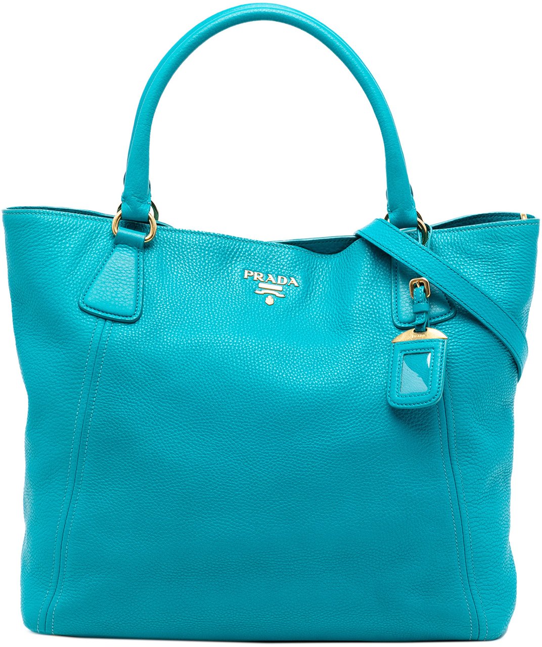 Prada Vitello Daino Open Convertible Tote Blauw