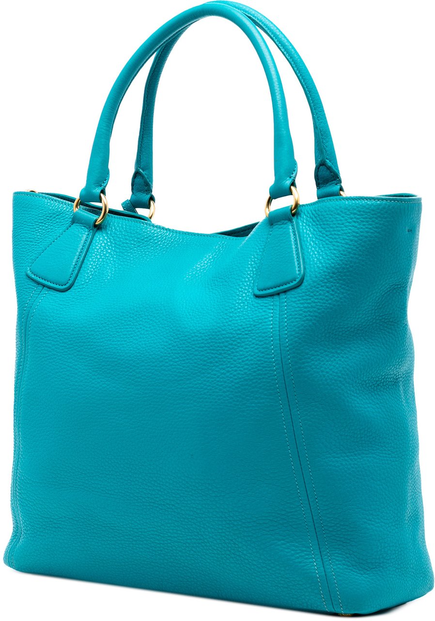 Prada Vitello Daino Open Convertible Tote Blauw
