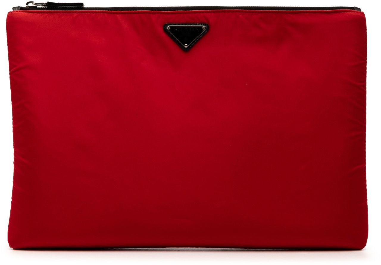 Prada Tessuto Soft Zip Clutch Rood