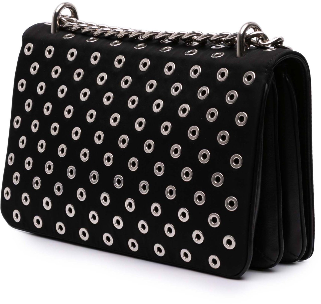 Prada Tessuto Grommet Crossbody Zwart