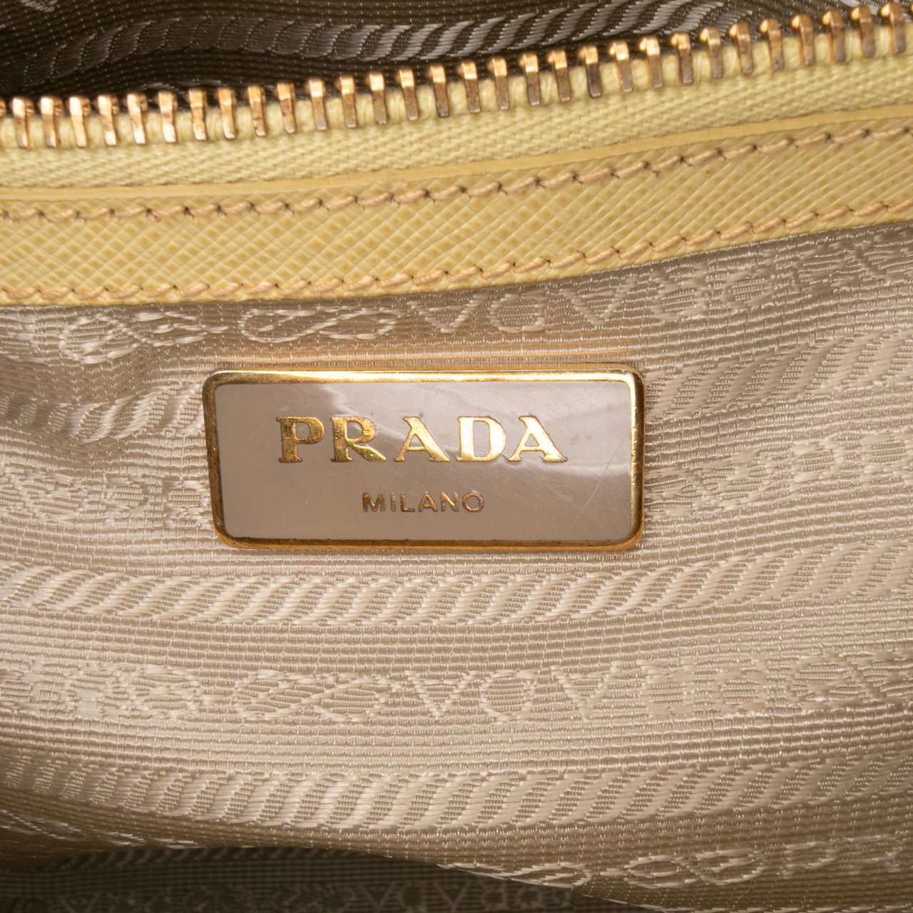 Prada Saffiano Lux Satchel Geel