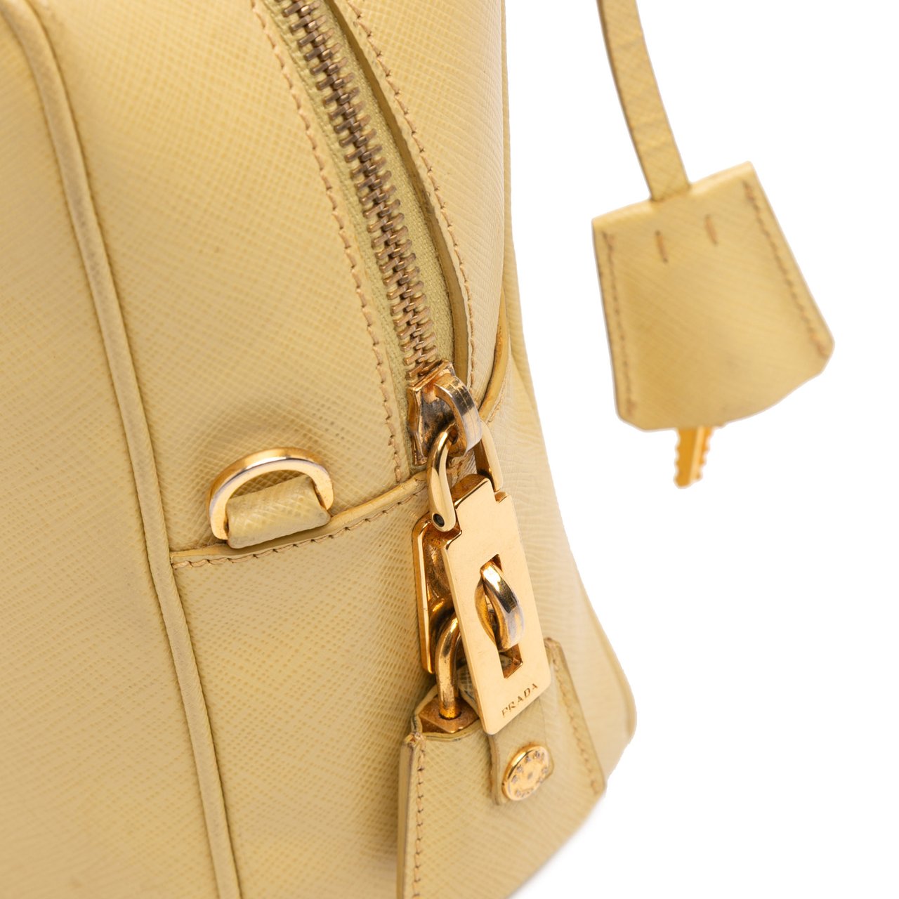 Prada Saffiano Lux Satchel Geel