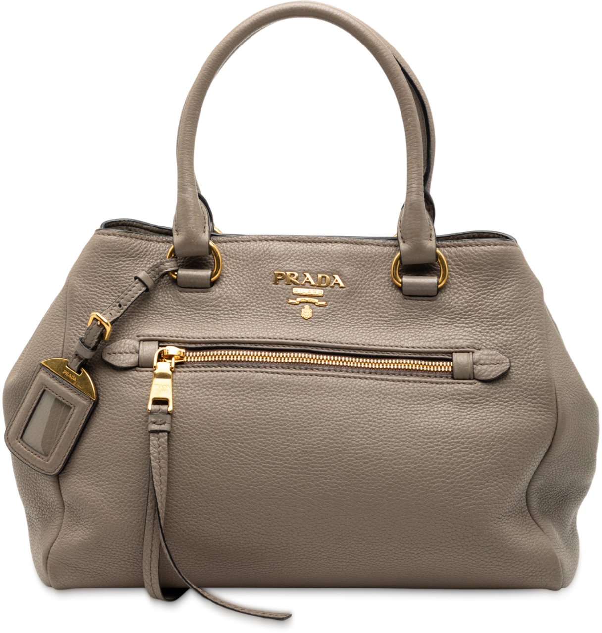 Prada Vitello Phenix Open Convertible Tote Bruin