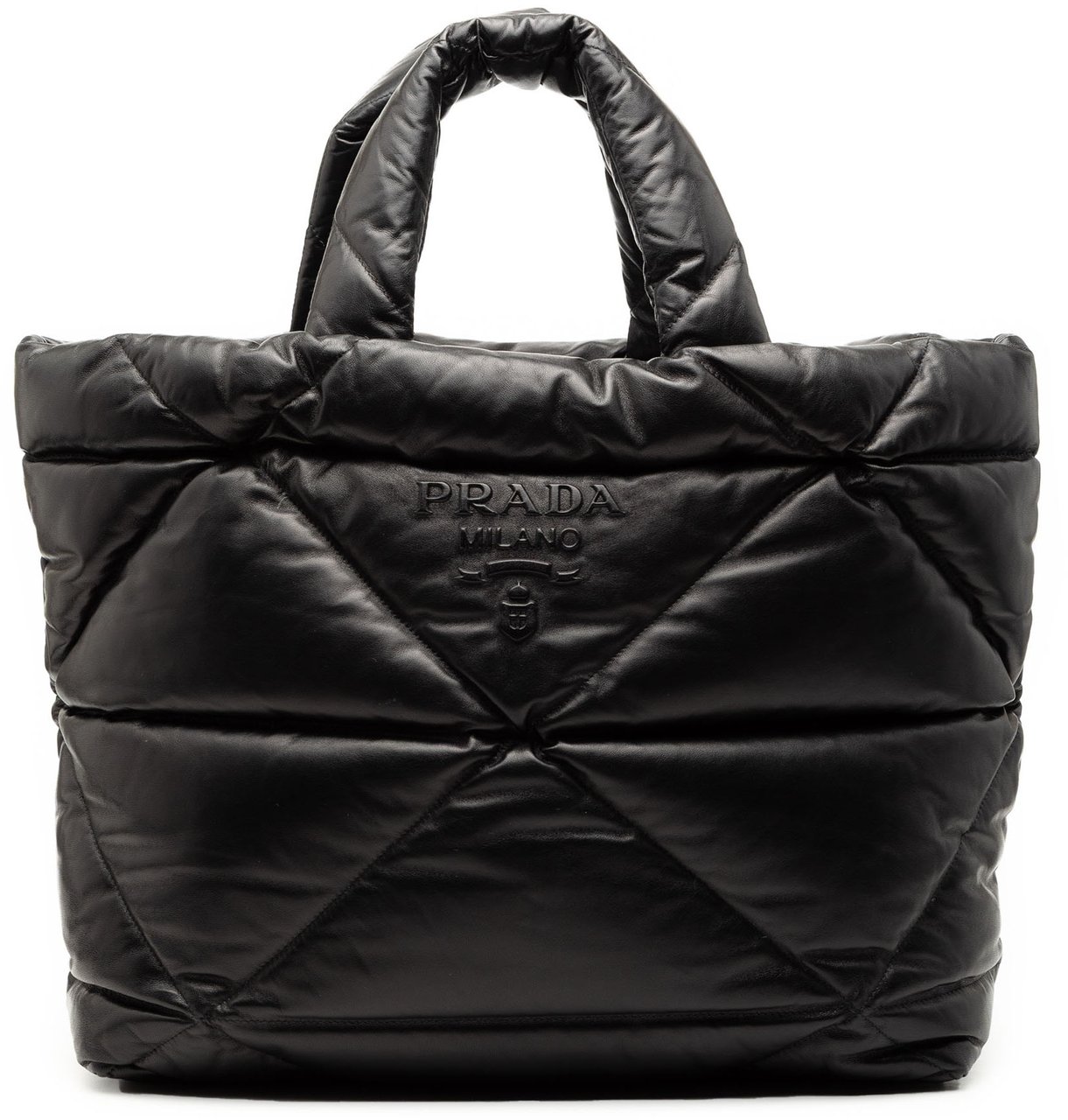 Prada Large Quilted Nappa Padded Tote Zwart