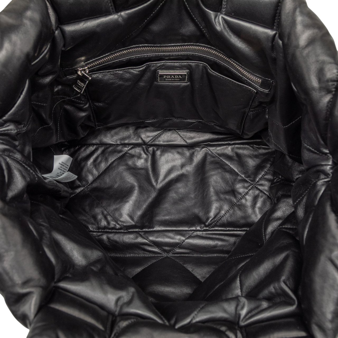 Prada Large Quilted Nappa Padded Tote Zwart