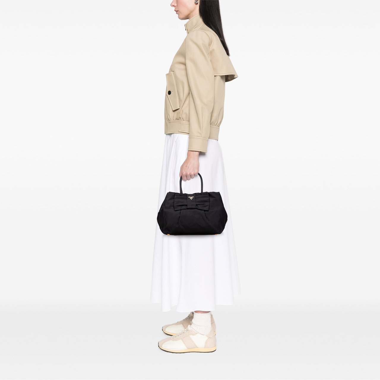 Prada Tessuto Fiocco Bow Handbag Zwart