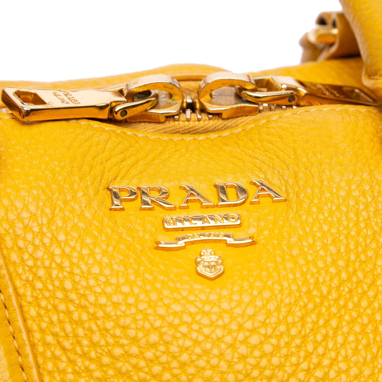Prada Vitello Daino Boston Bag Geel
