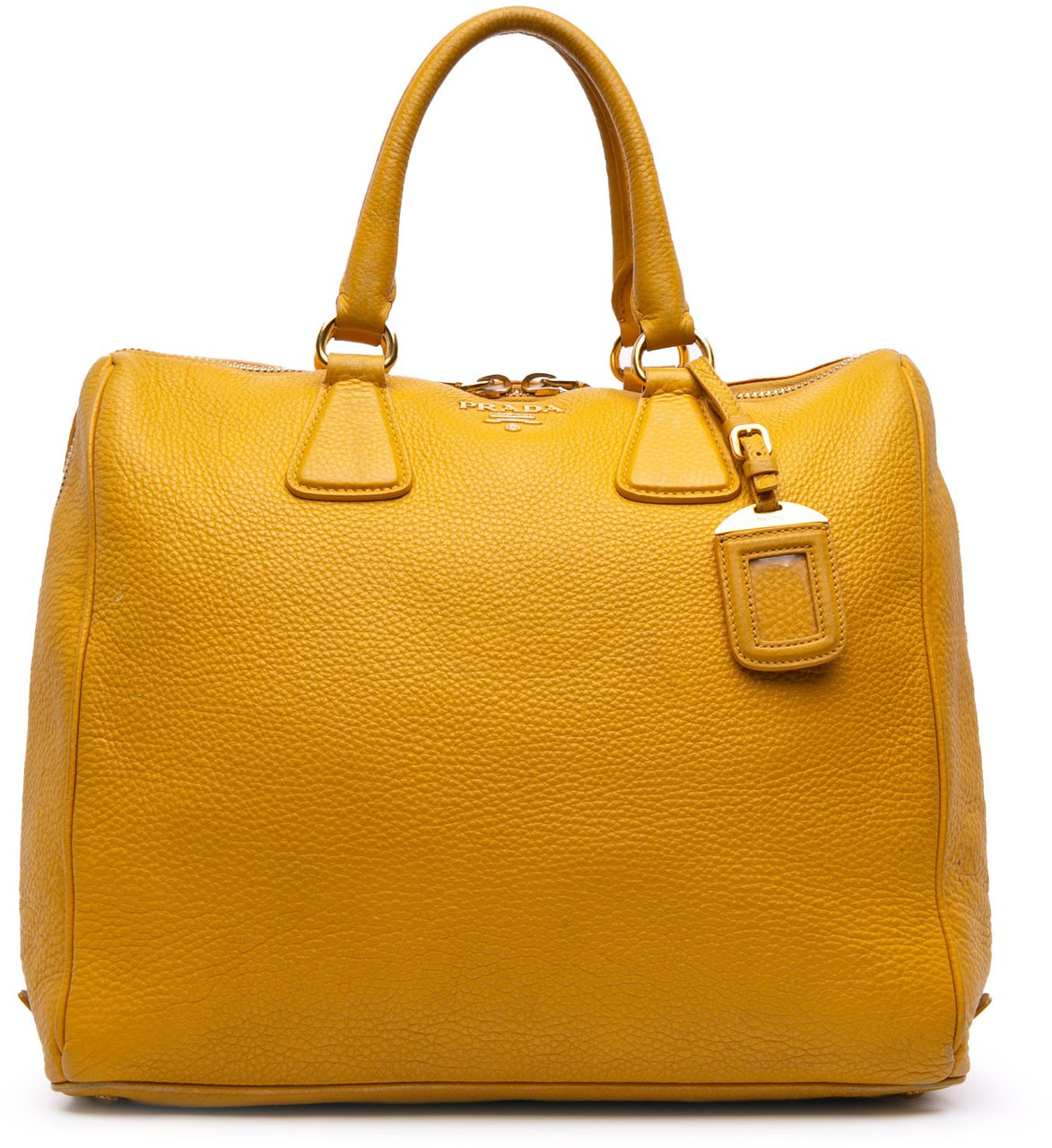 Prada Vitello Daino Boston Bag Geel