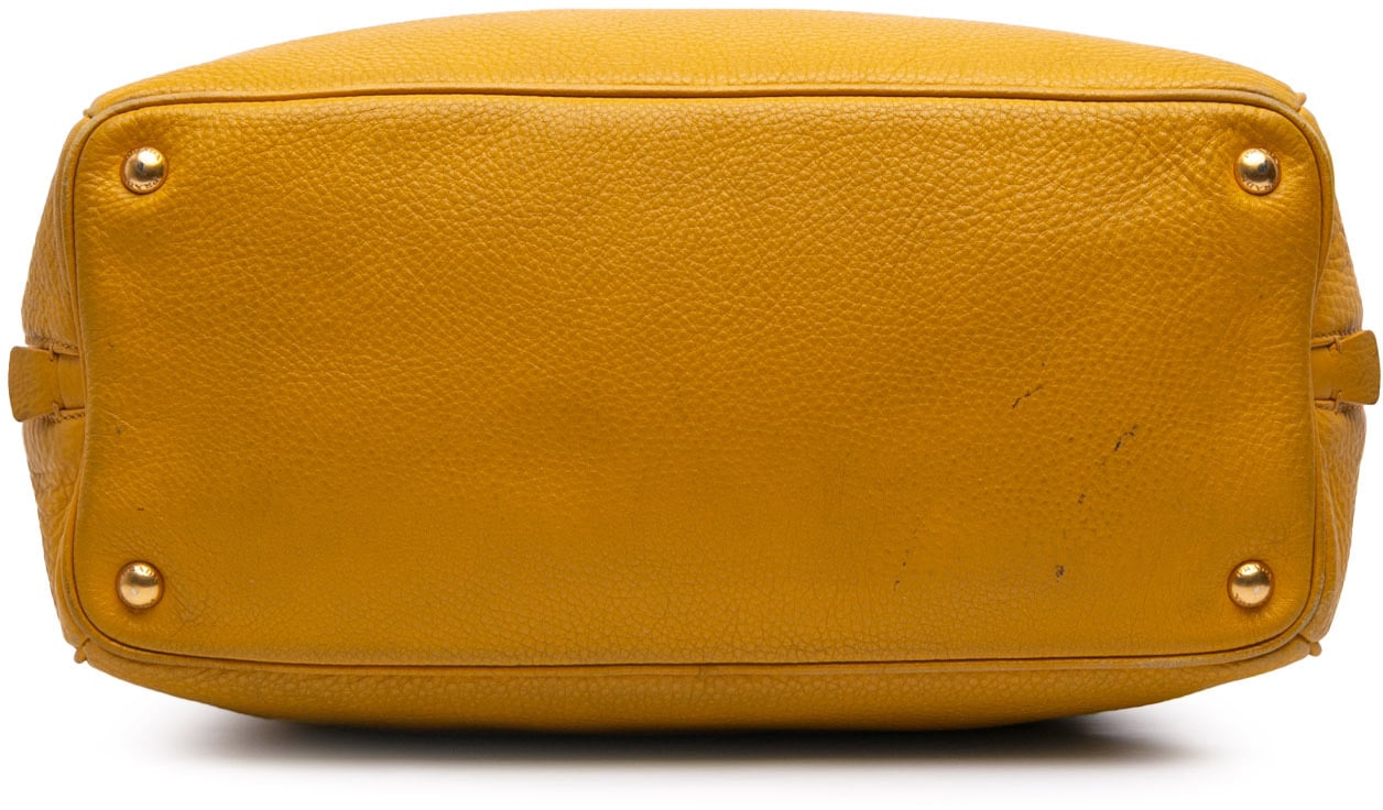 Prada Vitello Daino Boston Bag Geel
