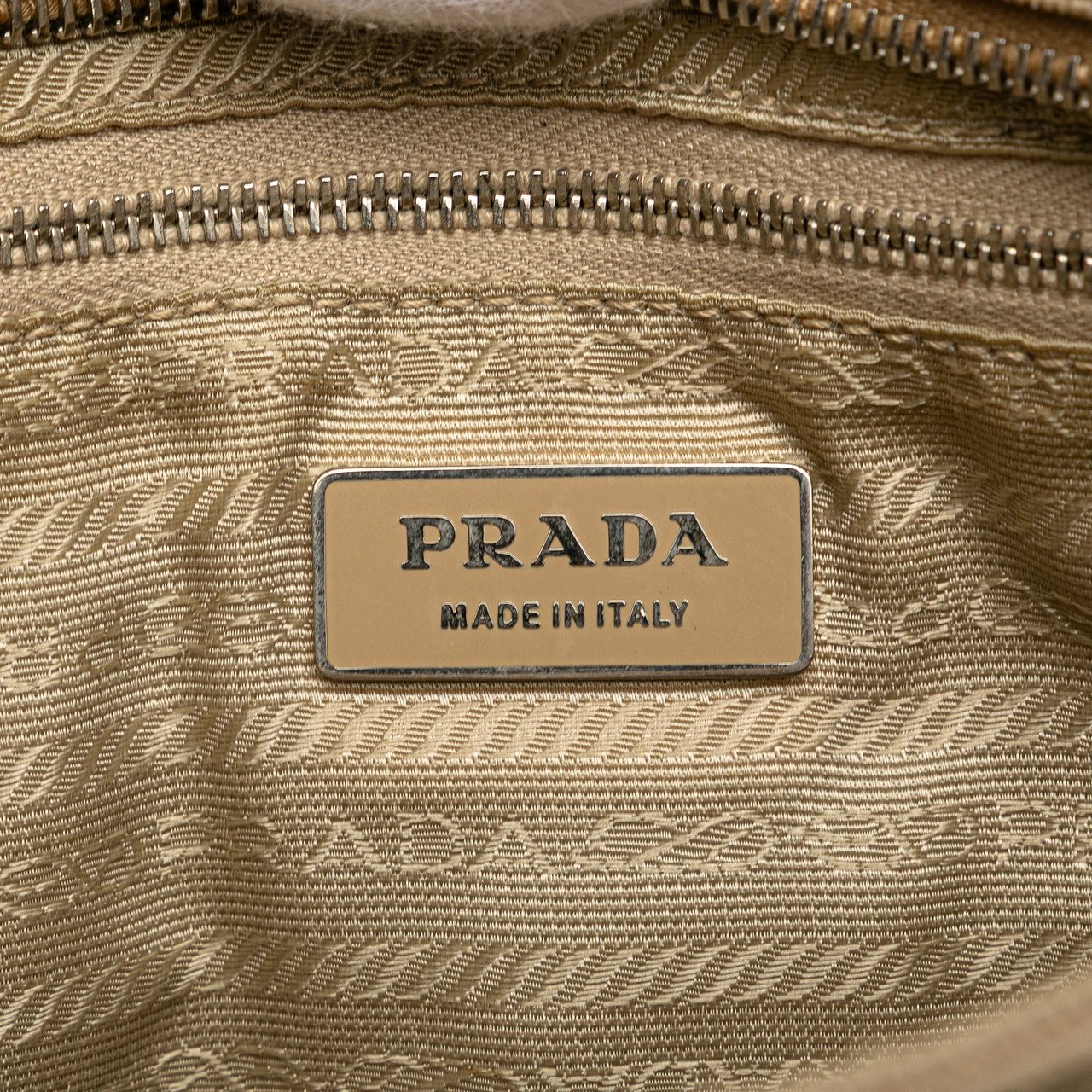 Prada Cinghiale Trimmed Canvas Canapa Tote Bruin