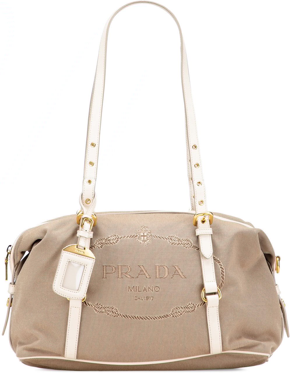Prada Canvas Canapa Logo Shoulder Bag Bruin