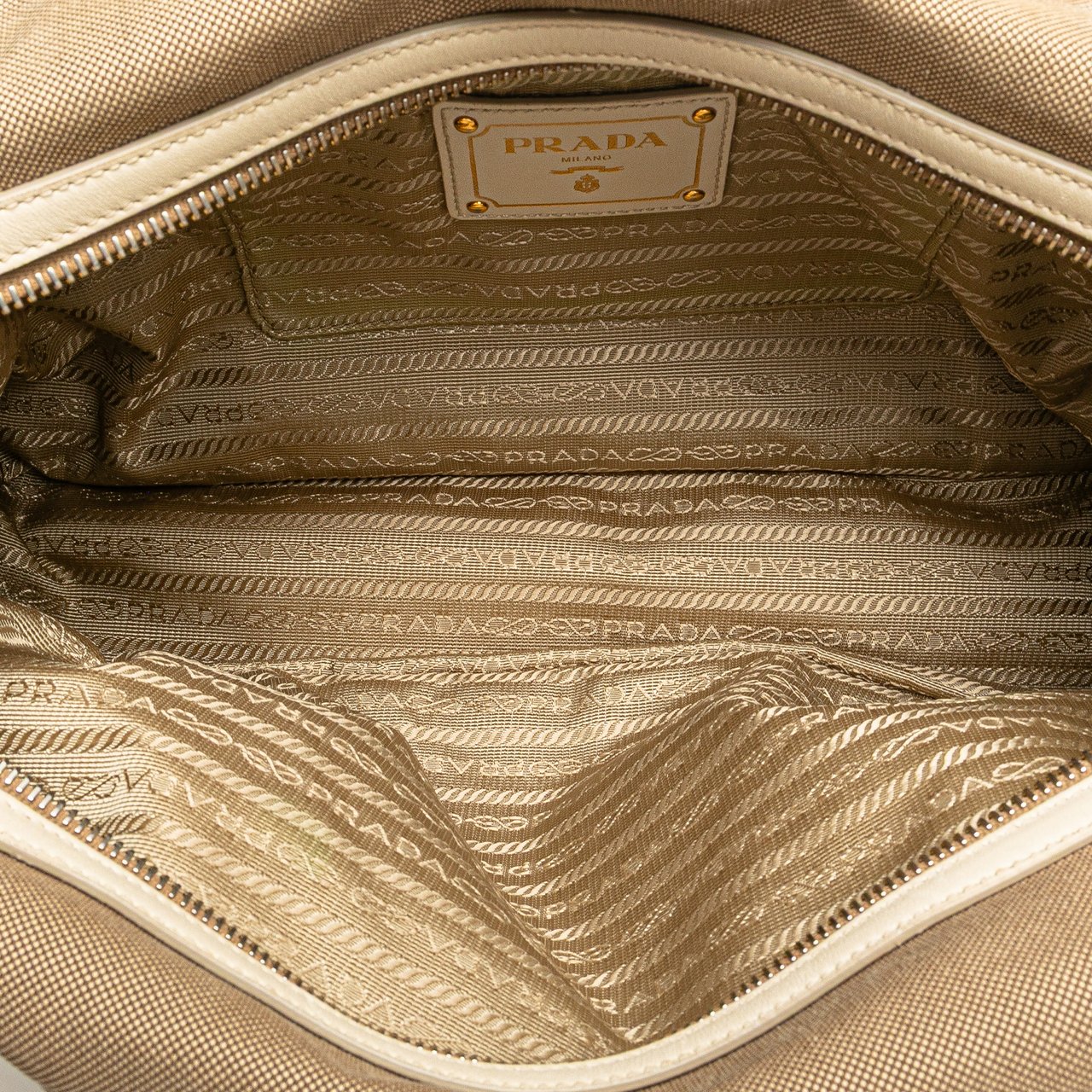 Prada Canvas Canapa Logo Shoulder Bag Bruin