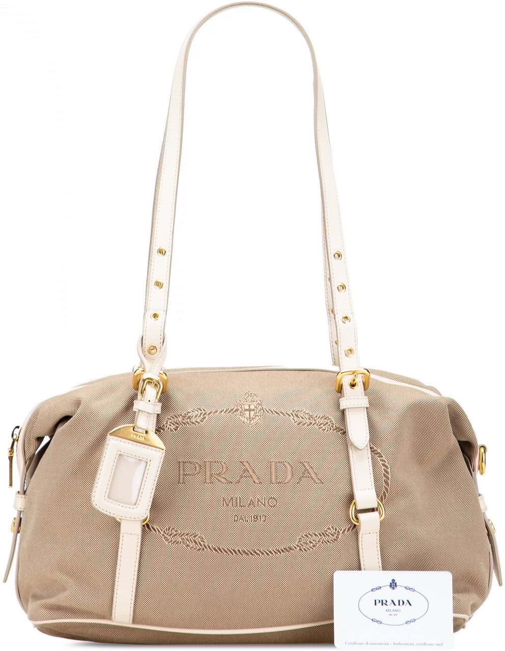 Prada Canvas Canapa Logo Shoulder Bag Bruin