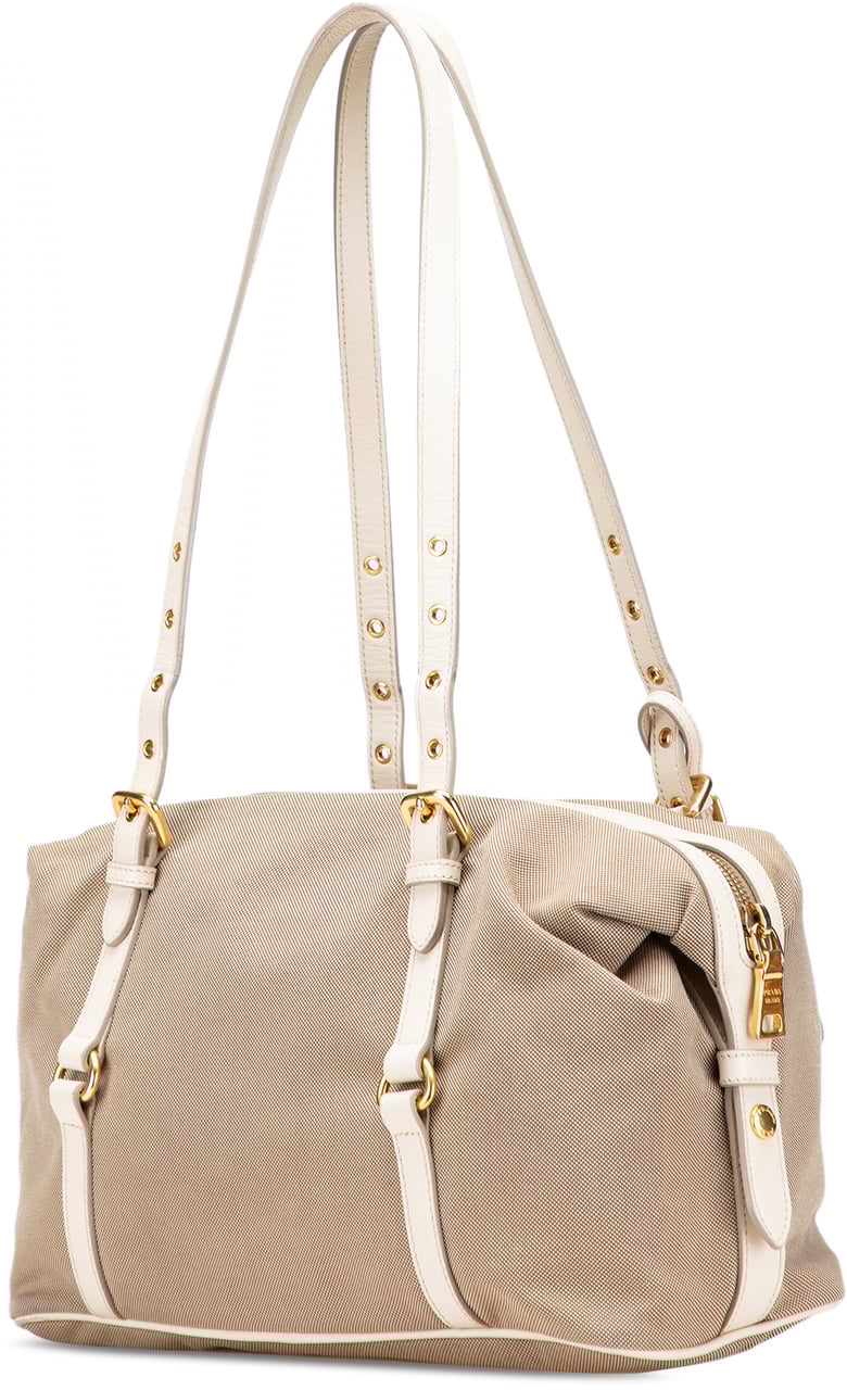 Prada Canvas Canapa Logo Shoulder Bag Bruin