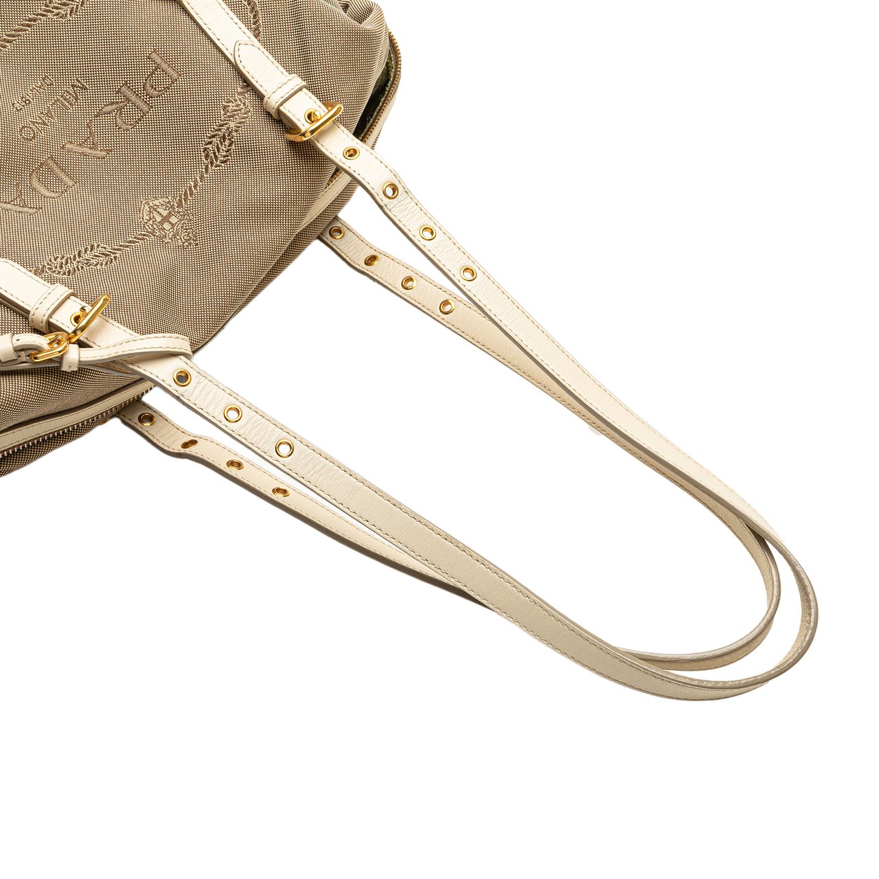 Prada Canvas Canapa Logo Shoulder Bag Bruin