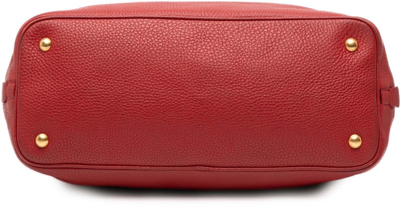 Prada Vitello Daino Side Zip Shopper Tote Rood