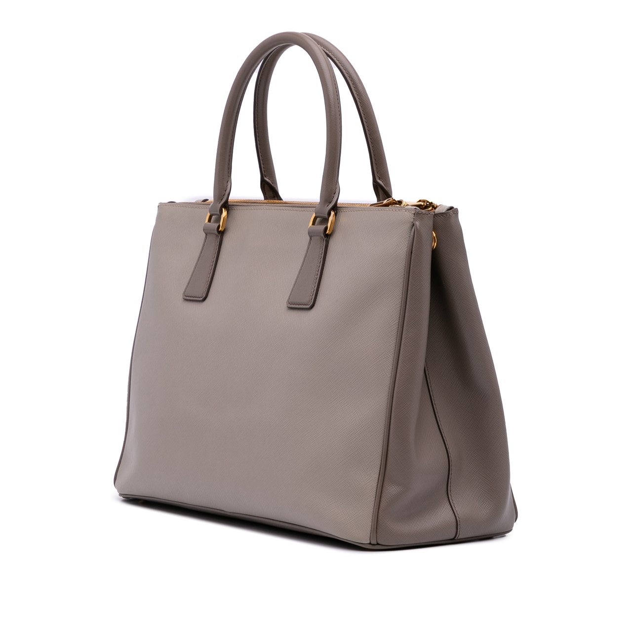 Prada Medium Bicolor Saffiano Lux Galleria Double Zip Satchel Grijs