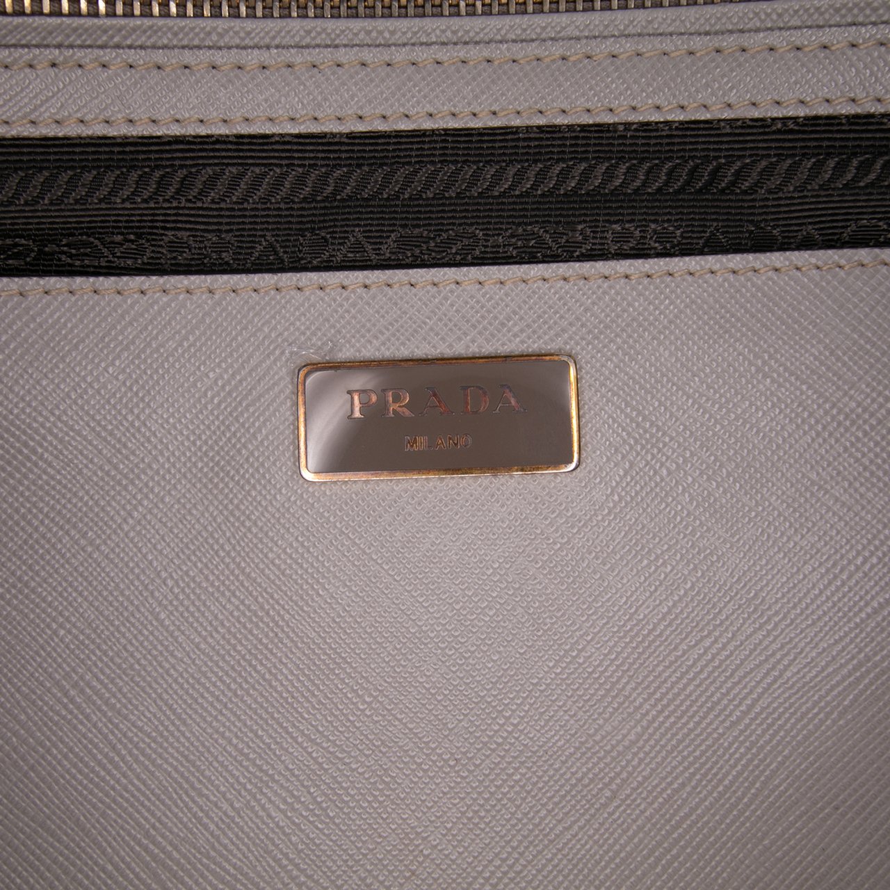 Prada Medium Bicolor Saffiano Lux Galleria Double Zip Satchel Grijs