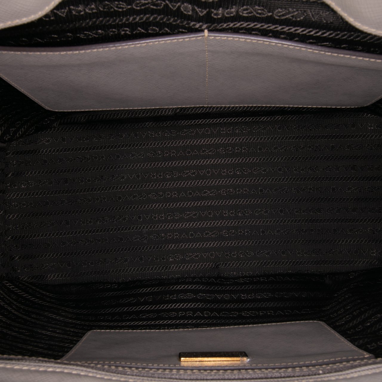 Prada Medium Bicolor Saffiano Lux Galleria Double Zip Satchel Grijs