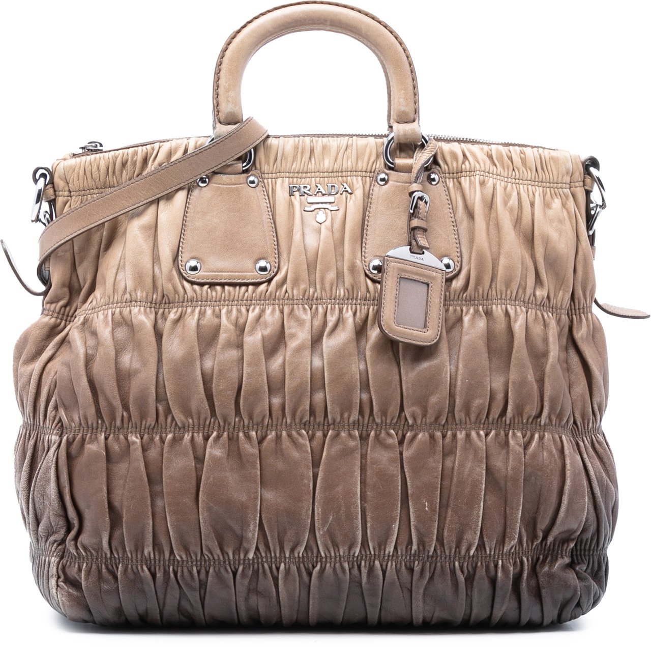 Prada Nappa Gaufre Ombre Satchel Bruin