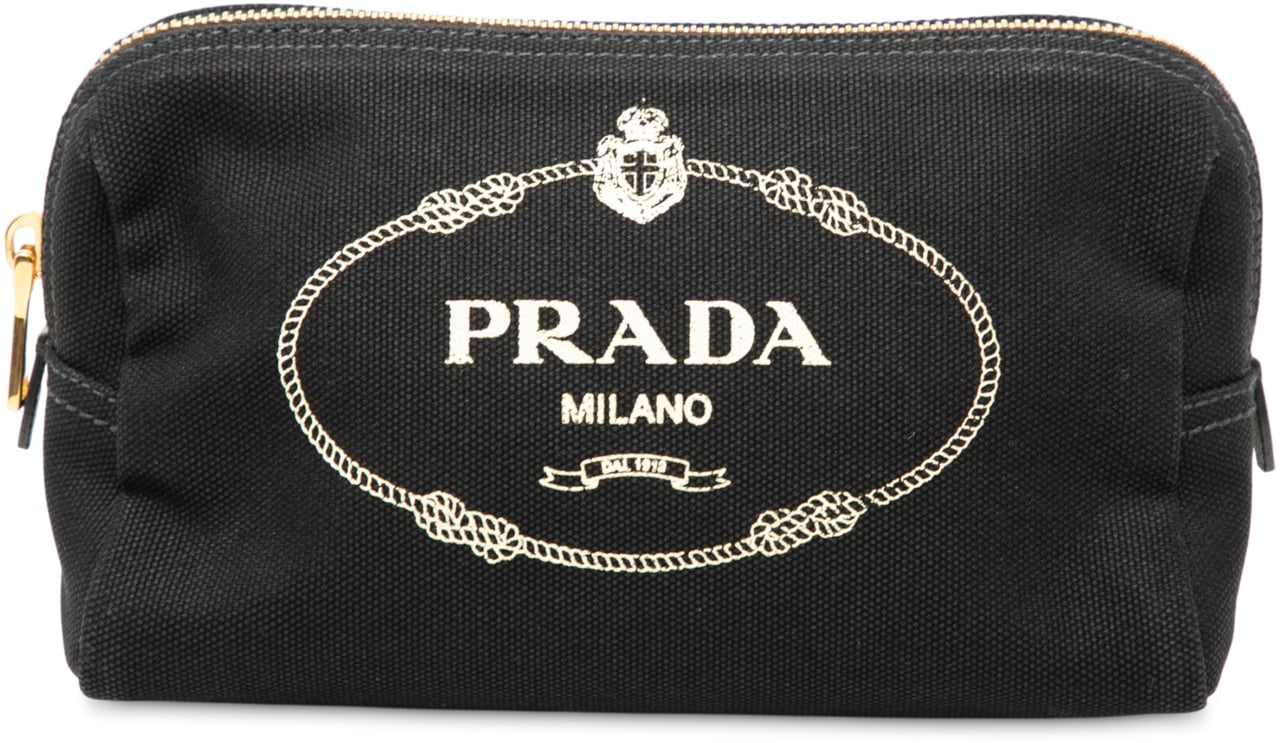 Prada Canvas Canapa Logo Pouch Zwart