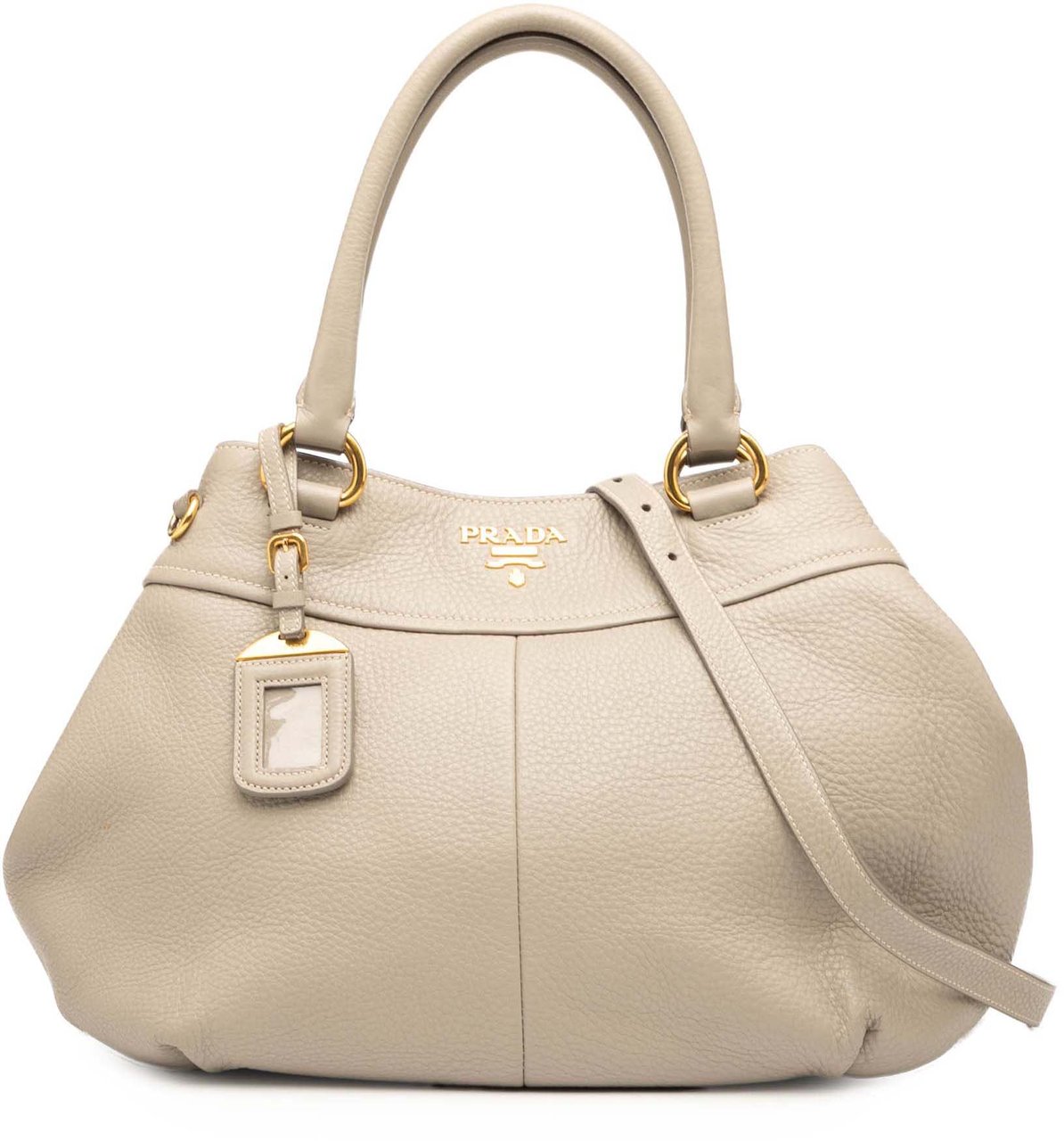 Prada Vitello Daino Open Convertible Tote Bruin