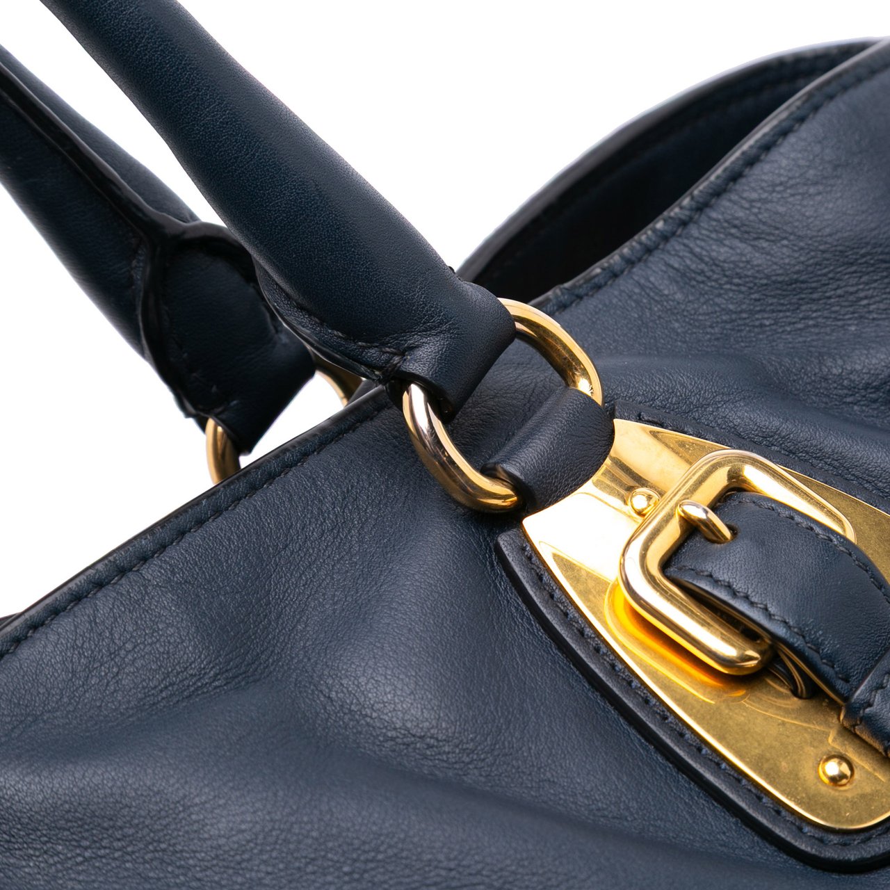 Prada Soft Calfskin Open Convertible Shopping Tote Blauw