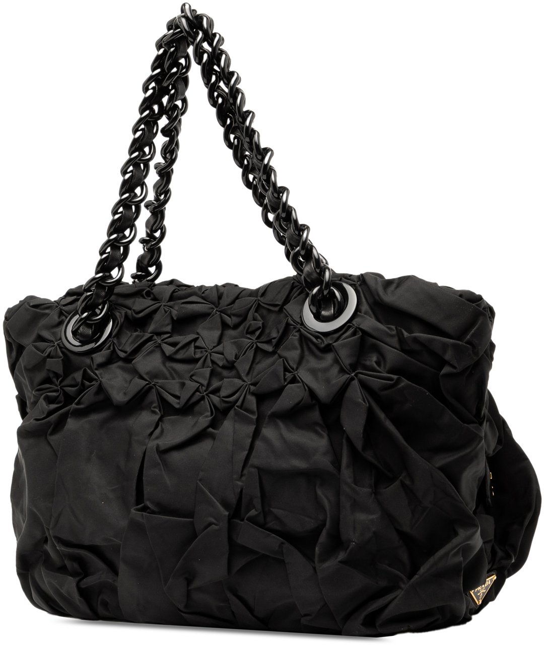 Prada Tessuto Origami Pleated Tote Zwart