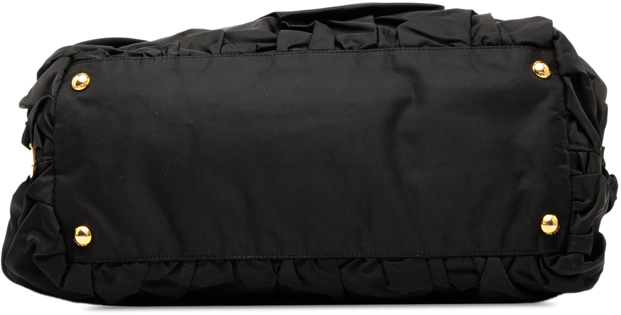 Prada Tessuto Origami Pleated Tote Zwart