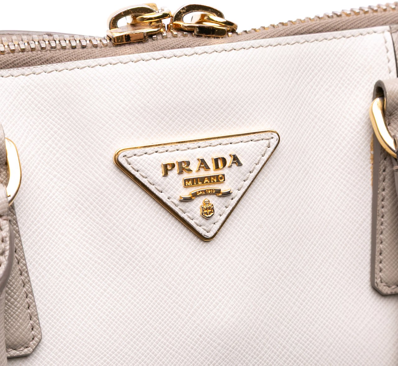 Prada Medium Bicolor Saffiano Lux Promenade Satchel Grijs