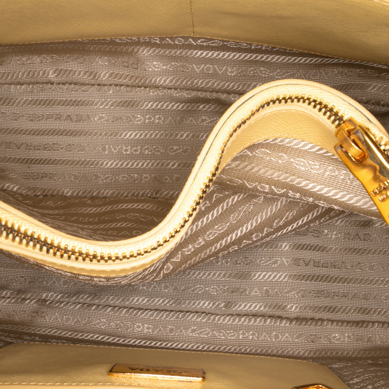 Prada Medium Saffiano Lux Promenade Satchel Geel