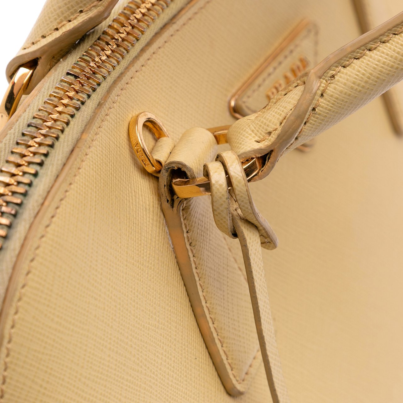 Prada Medium Saffiano Lux Promenade Satchel Geel