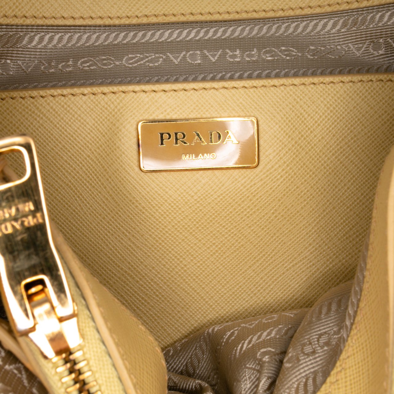 Prada Medium Saffiano Lux Promenade Satchel Geel