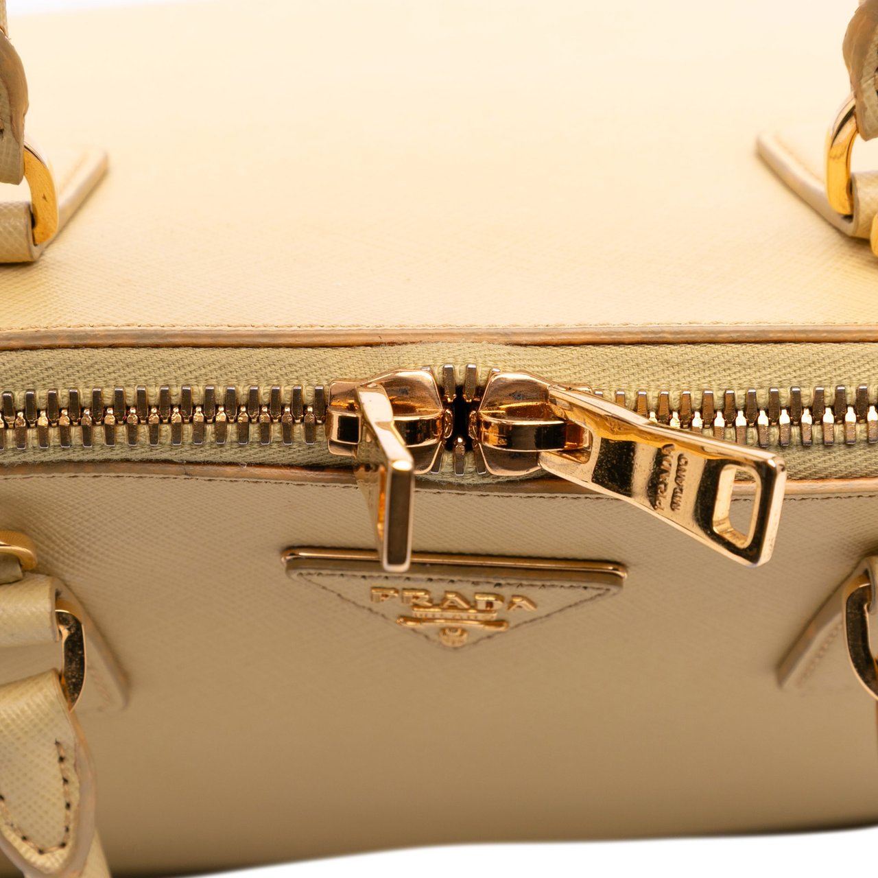 Prada Medium Saffiano Lux Promenade Satchel Geel