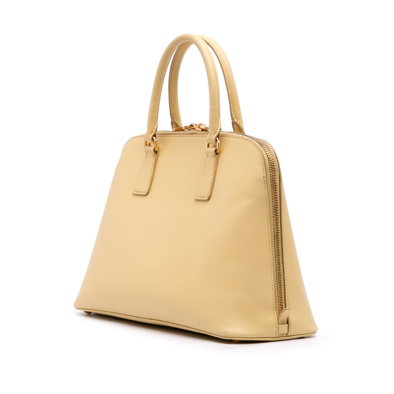 Prada Medium Saffiano Lux Promenade Satchel Geel