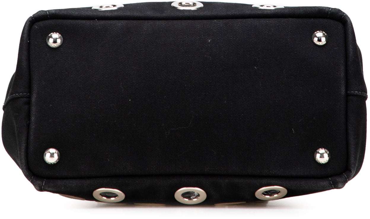 Prada Small Canvas Canapa Grommet Satchel Zwart