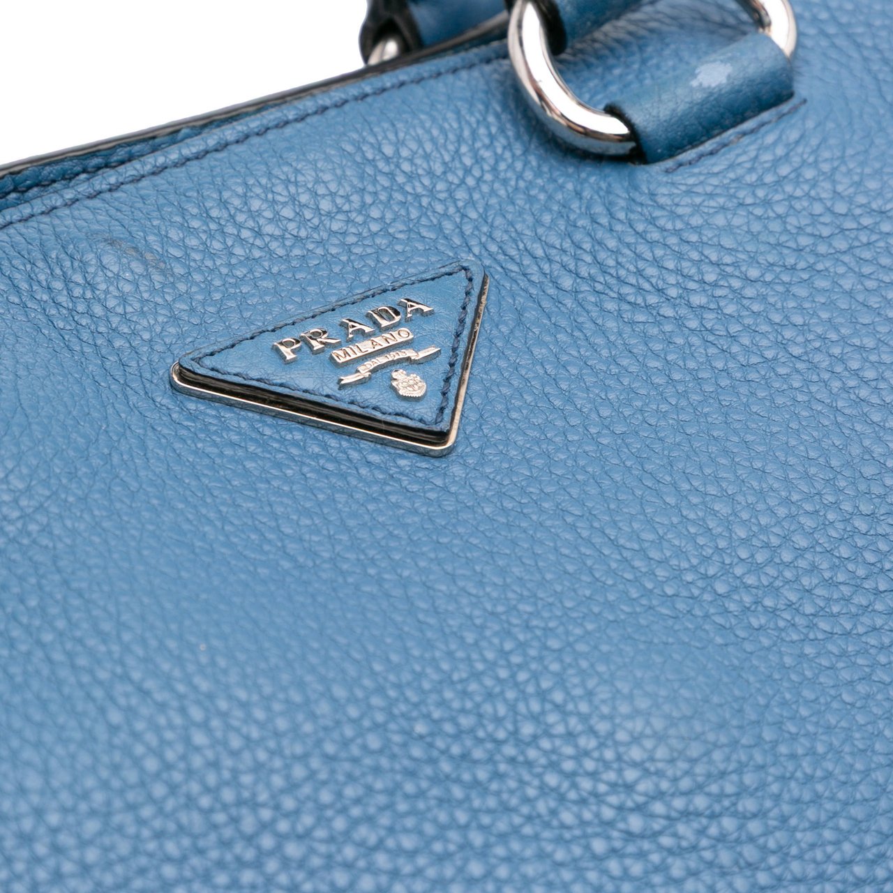 Prada Vitello Daino Open Convertible Tote Blauw