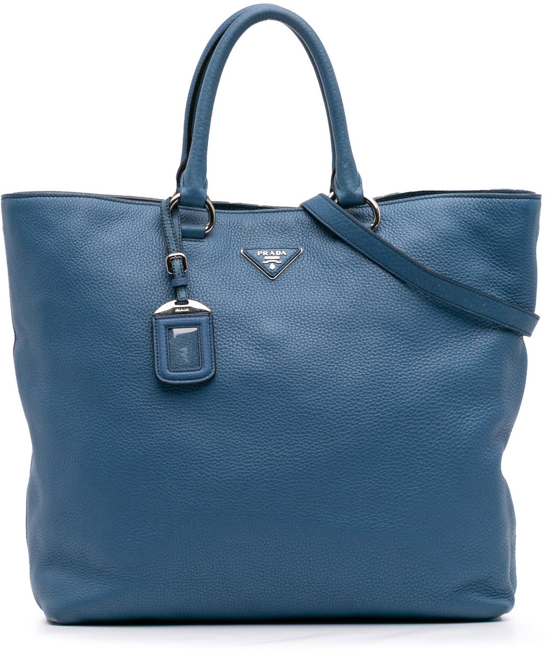 Prada Vitello Daino Open Convertible Tote Blauw