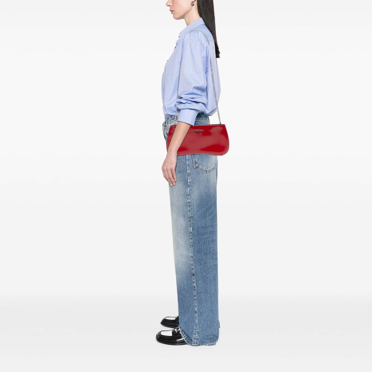 Prada Spazzolato Sidonie Chain Crossbody Rood