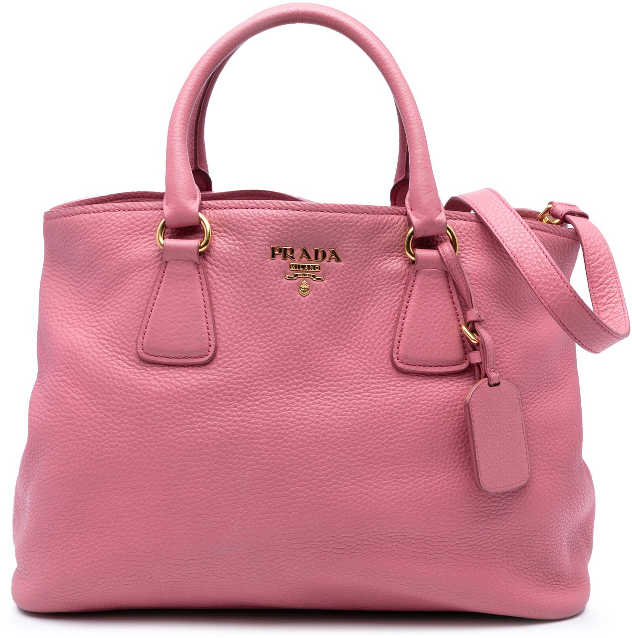 Prada Vitello Daino Open Convertible Tote Roze