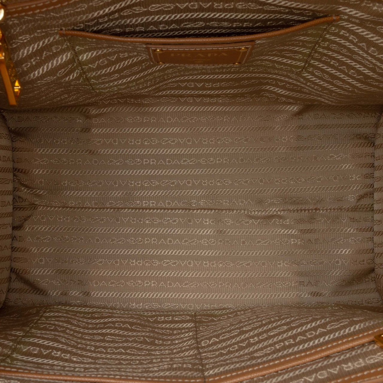 Prada Saffiano Trimmed Canvas Canapa Satchel Bruin