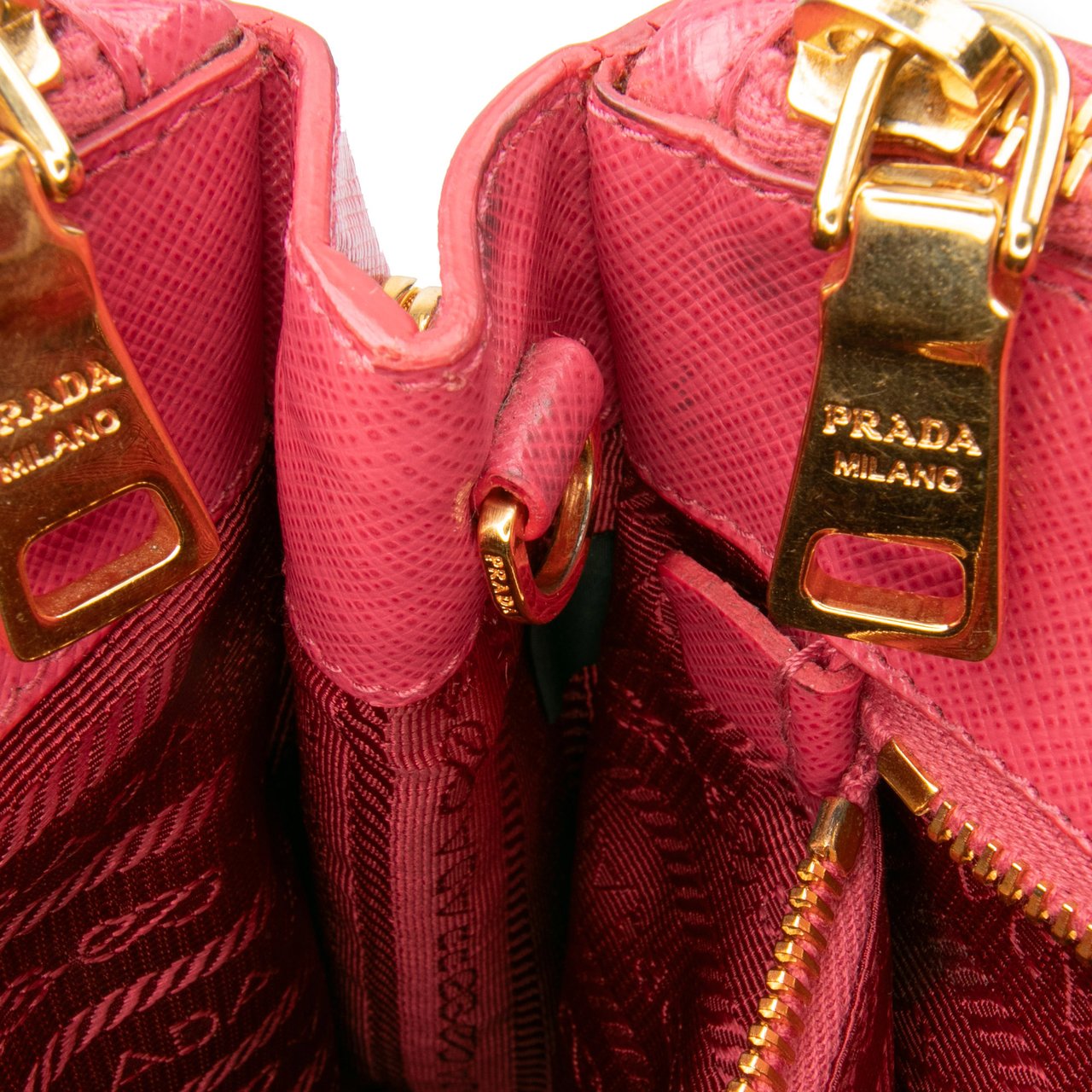Prada Small Saffiano Lux Galleria Double Zip Satchel Roze