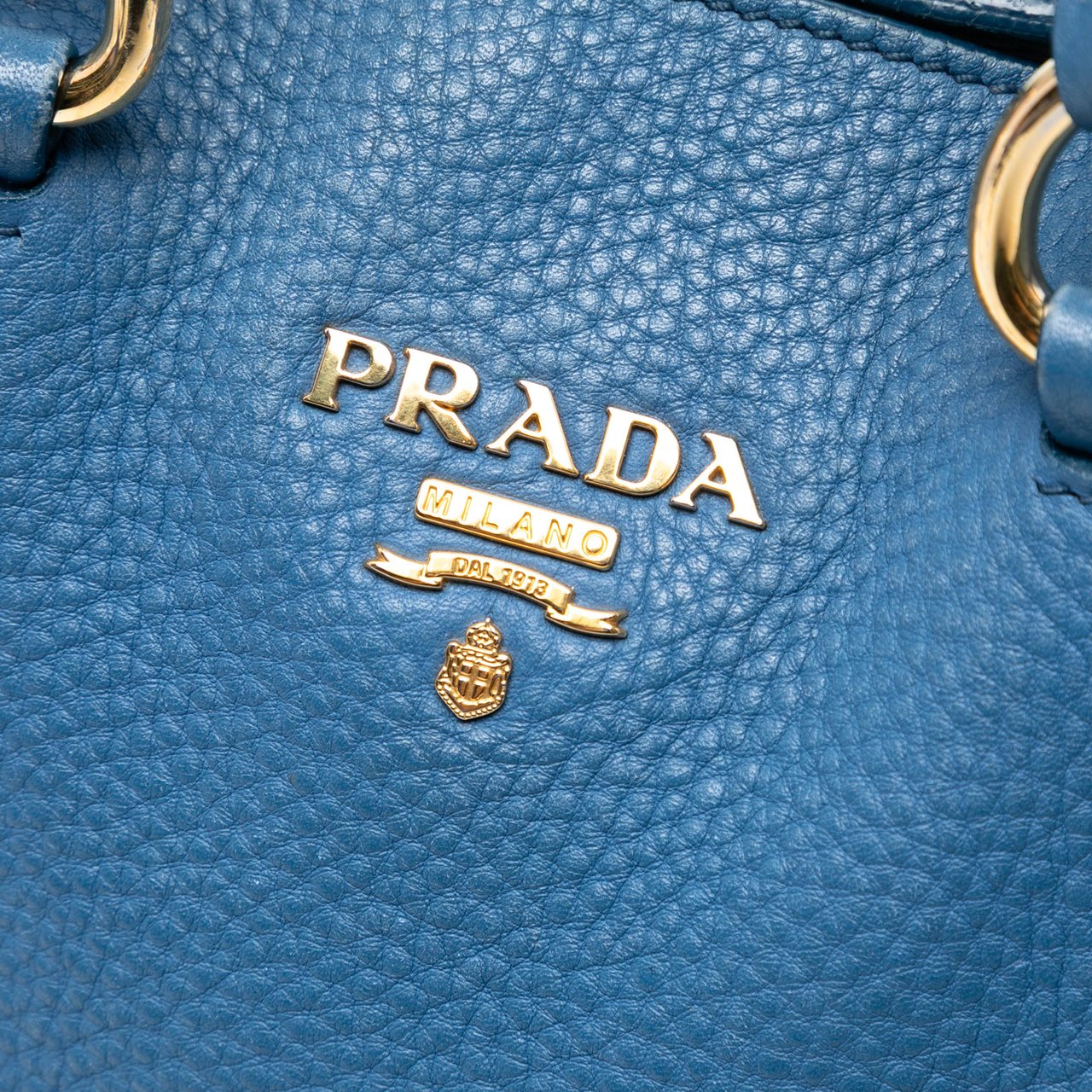 Prada Vitello Daino Open Convertible Tote Blauw