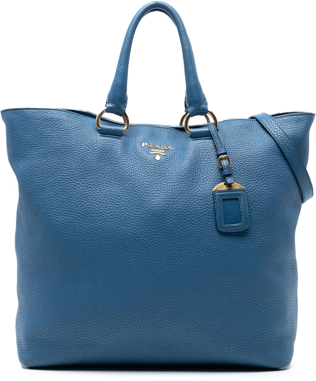 Prada Vitello Daino Open Convertible Tote Blauw